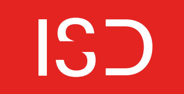 Logo ISD : Design Graphique Moderne Rouge et Blanc Logo ISD blanc sur fond rouge vif avec un lettrage moderne et épuré.