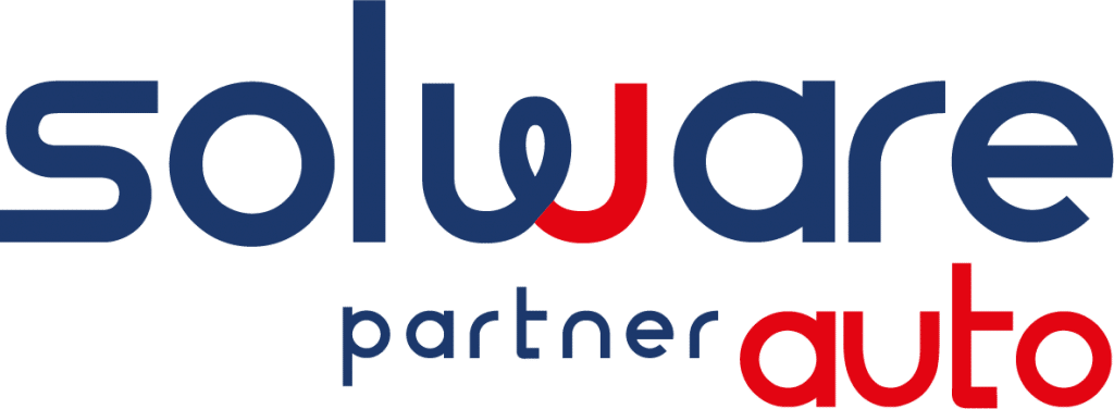 Solware Partner Auto : Logo officiel moderne bleu et rouge Logo solware partner auto en bleu et rouge avec une typographie moderne et une lettre w stylisée.